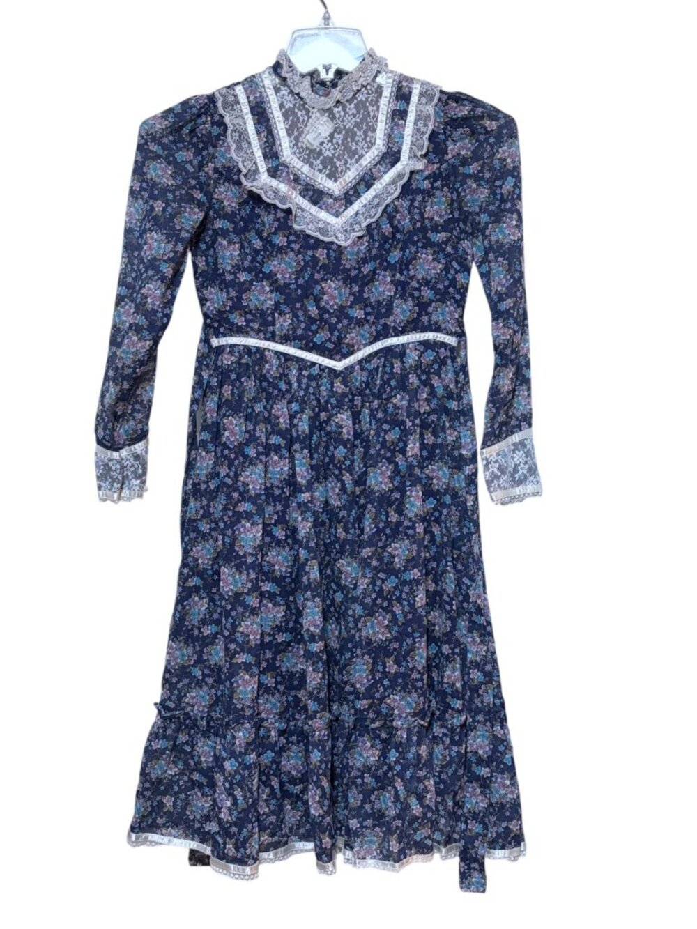 Authentic Gunne Sax Victorian Lace Midi Dress 12 Prairie Prom Formal Wedding